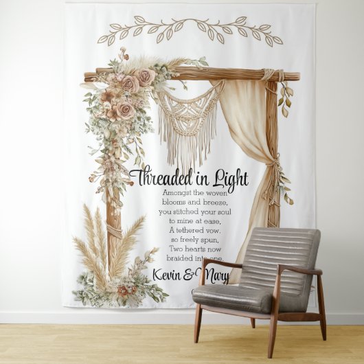 Woven Vows: A Tapestry of Unity Wedding Backdrop Wandkleed (In situ)