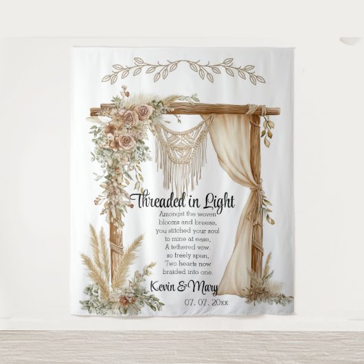 Woven Vows: A Tapestry of Unity Wedding Backdrop Wandkleed (Voorkant)