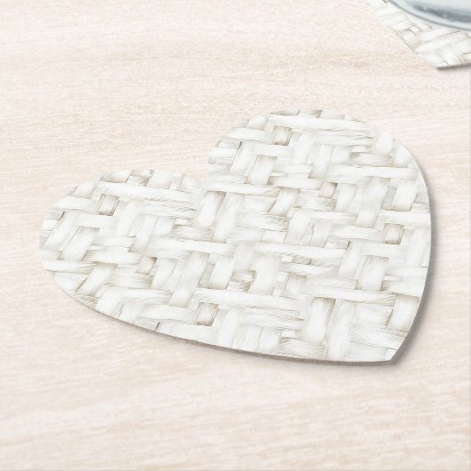 Woven white basket weave wedding kartonnen onderzetters (Gekanteld)