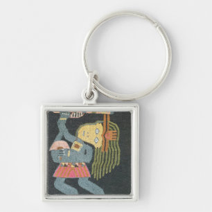 Woven wol danser met baton, Paracas tribe Sleutelhanger