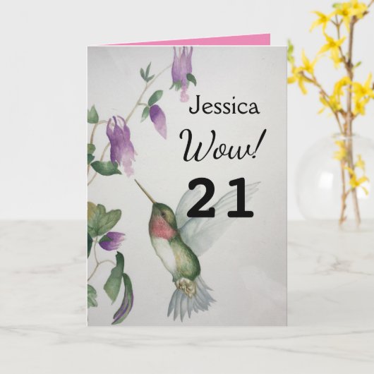 Wow! 21e verjaardag Wonderful Years Wenskaart Kaart (Gele Bloem)