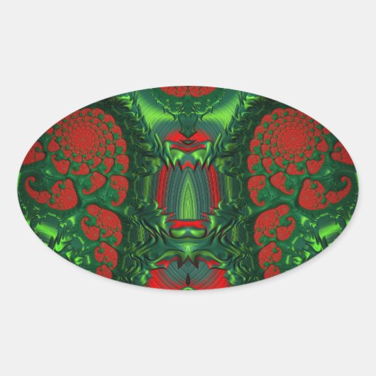 ~ Wow 3D! VROLIJK KERSTFEEST ~ Ovale Sticker (Voorkant)