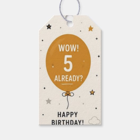 Wow! 5 Al? Verjaardagscadeautag Cadeaulabel (Voorkant)