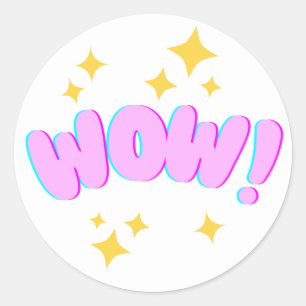 “WOW!” Aanmoedigingssticker Ronde Sticker