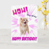Wow Cute Funny Oranje Kitten Birthday Kaart (Gele Bloem)