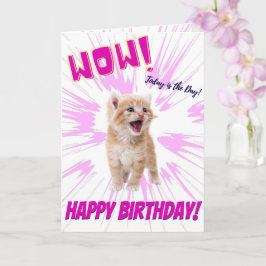 Wow Cute Funny Oranje Kitten Birthday Kaart