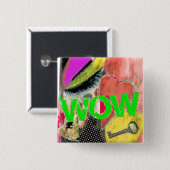 WOW DIGITAL ART PIN VIERKANTE BUTTON 5,1 CM (Voorkant /achterkant)