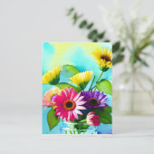 Wow factor. Vaas en bloemen. Levendige kleuren Briefkaart (Staand voorkant)