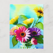 Wow factor. Vaas en bloemen. Levendige kleuren Briefkaart (Voorkant)