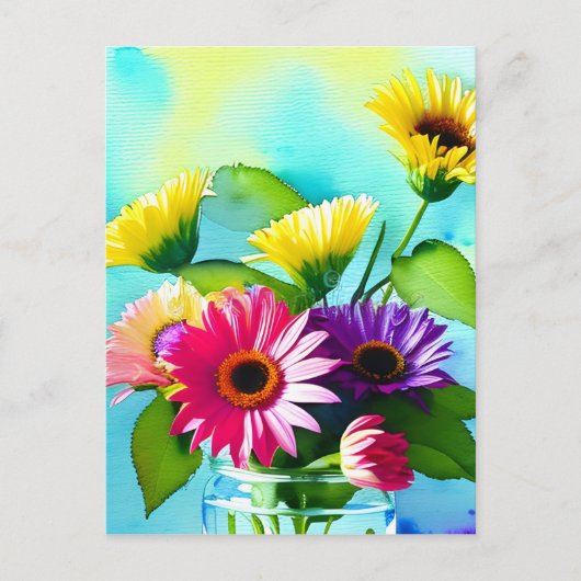 Wow factor. Vaas en bloemen. Levendige kleuren Briefkaart (Voorkant)