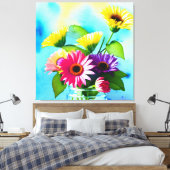 Wow factor. Vaas en bloemen. Levendige kleuren Canvas Afdruk (Insitu (Slaapkamer))