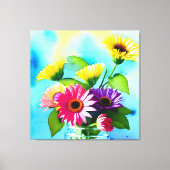 Wow factor. Vaas en bloemen. Levendige kleuren Canvas Afdruk (Voorkant)