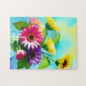 Wow factor. Vaas en bloemen. Levendige kleuren Legpuzzel (Horizontaal)
