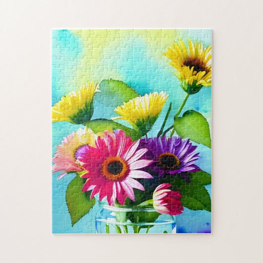 Wow factor. Vaas en bloemen. Levendige kleuren Legpuzzel (Verticaal)