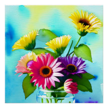 Wow factor. Vaas en bloemen. Levendige kleuren