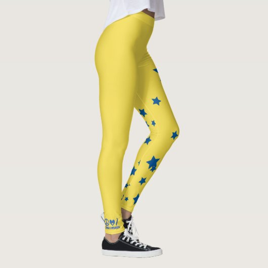Wow! Geel en blauw Star Down Syndrome Leggings (Rechts)