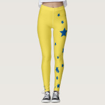 Wow! Geel en blauw Star Down Syndrome Leggings