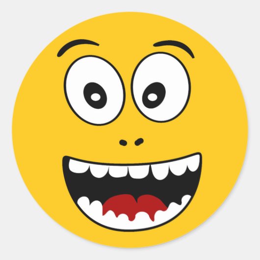 Wow gele emoji ronde sticker (Voorkant)