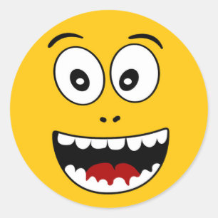 Wow gele emoji ronde sticker