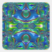 ~WOW! Glossy Blue Green Black Red ~ Vierkante Sticker (Voorkant)