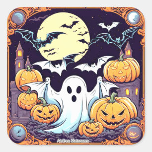 Wow Halloween Thrill Vierkante Sticker