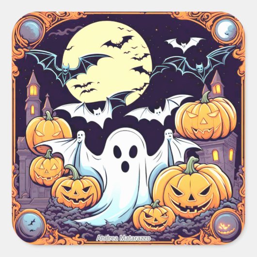 Wow Halloween Thrill Vierkante Sticker (Voorkant)