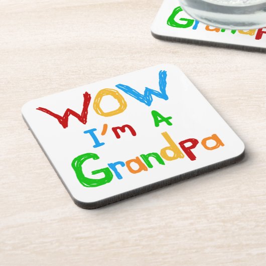 WOW Ik ben een opa T-shirts en geschenken Bier Onderzetter (Linkerzijde)