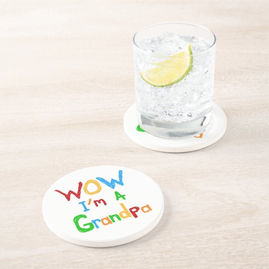 WOW Ik ben een opa T-shirts en geschenken Zandsteen Onderzetter (Zijkant)