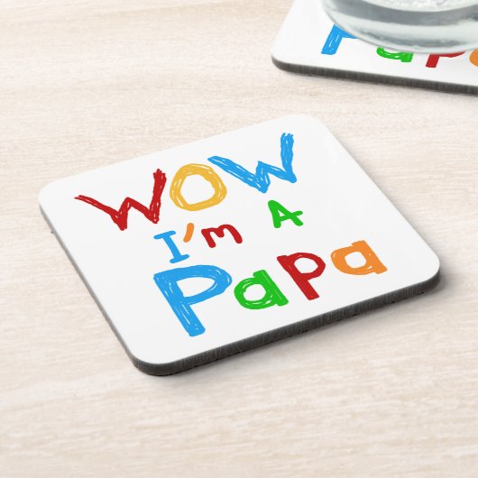 Wow ik ben een Papa Tshirts en GIfts Bier Onderzetter (Linkerzijde)