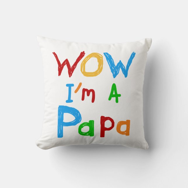 Wow ik ben een Papa Tshirts en GIfts Kussen (Voorkant)