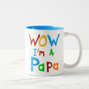 Wow ik ben een Papa Tshirts en GIfts Tweekleurige Koffiemok