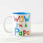 Wow ik ben een Papa Tshirts en GIfts Tweekleurige Koffiemok (Links)
