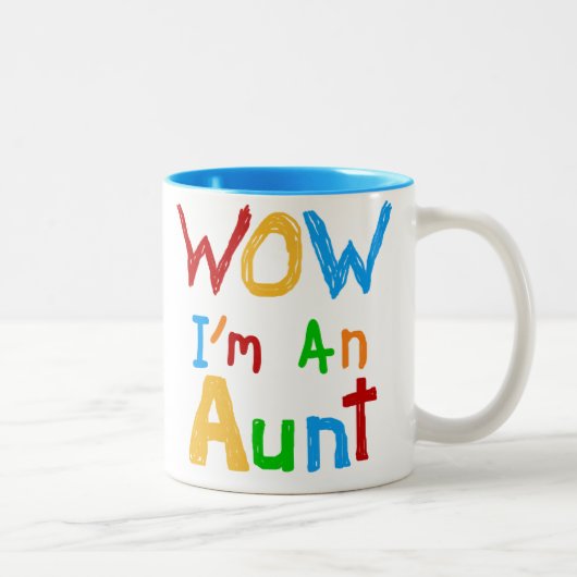 WOW Ik ben een tante T shirten en geschenken Tweekleurige Koffiemok (Rechts)