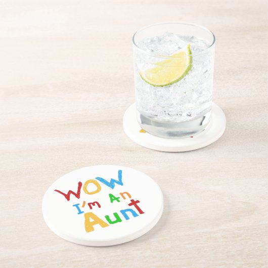 WOW Ik ben een tante T shirten en geschenken Zandsteen Onderzetter (Zijkant)