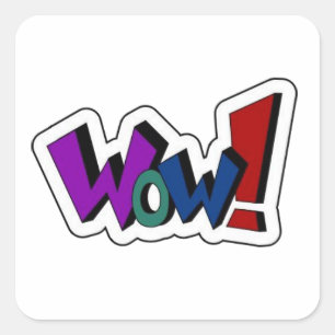 Wow! in meerdere kleuren vierkante sticker