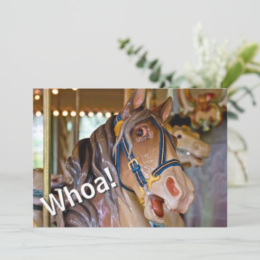 Wow! Kijk Wie Is 40 Carrousel Paard Verjaardag Uit Kaart (Staand voorkant)