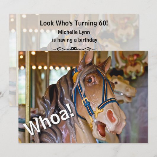 Wow! Kijk Wie is 60 Carrousel Horse Verjaardag Kaart (Voorkant / Achterkant)