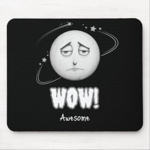 "Wow" maan gezicht Zwarte Muismat