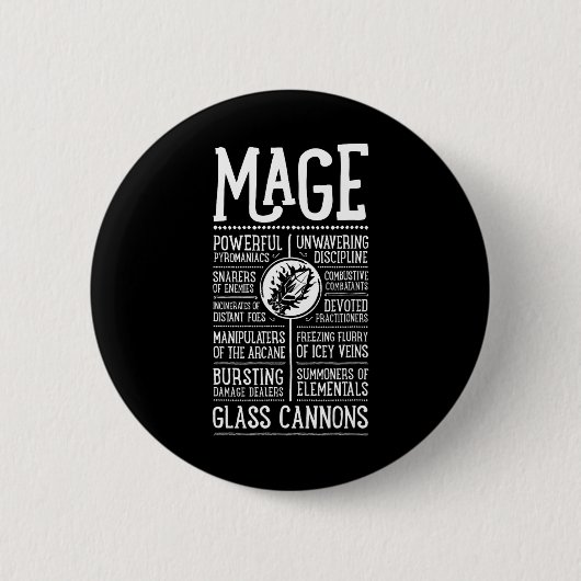 Wow Magiër Role Playing Gamer  Ronde Button 5,7 Cm (Voorkant)
