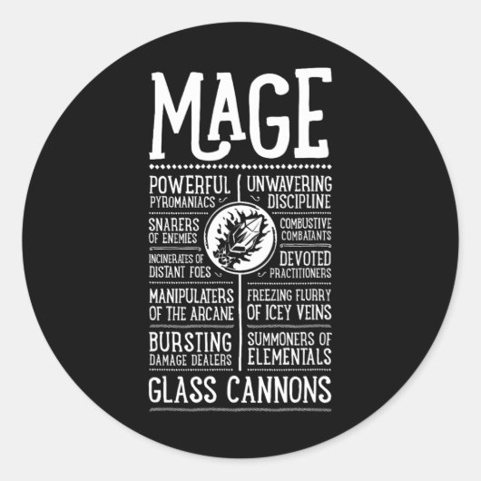 Wow Magiër Role Playing Gamer Ronde Sticker (Voorkant)