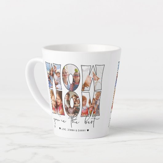 Wow mam Citaat Modern White 6 Foto Collage Latte Mok (Linkerhoek)