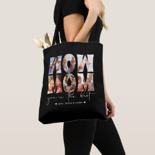 Wow mam Quote Modern Black 6 Foto Collage Tote Bag