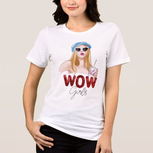 WOW Meisjes Glitter Mode T-Shirt Design | Trendy (Voorkant)