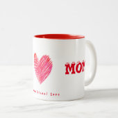 WOW...MOM mug.. Unconditional Love Tweekleurige Koffiemok (Voorkant rechts)