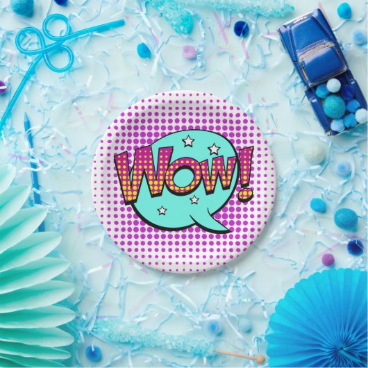 Wow Party Papieren Bordje (Feest)