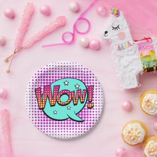 Wow Party Papieren Bordje (Feest)