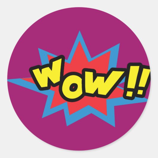 Wow Pop Kunst Ronde Sticker (Voorkant)