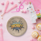 WOW!  stripboek Steampunk Pop Papieren Bordje (Feest)