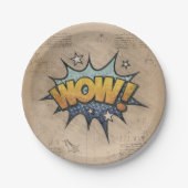 WOW!  stripboek Steampunk Pop Papieren Bordje (Voorkant)