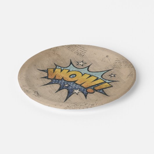 WOW!  stripboek Steampunk Pop Papieren Bordje (Gekanteld)